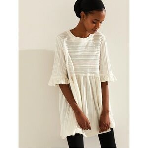 Free People Take A Spin Tunic Mini Dress in Ivory